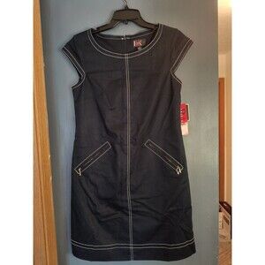 R&K Originals Women's 6 Navy Blue Dress Cap Sleeves